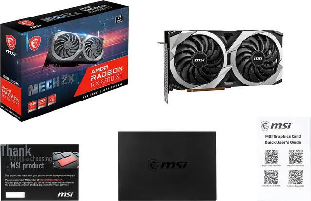 Alt view image 14 of 15 - MSI Mech Radeon RX 6700 XT 12GB GDDR6 PCI Express 4.0 Graphics Card RX 6700 XT MECH 2X 12G