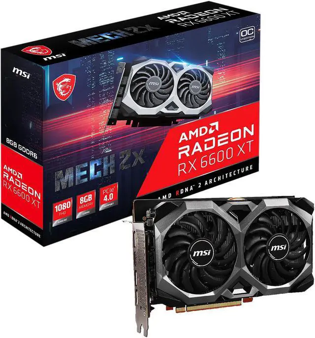 Alt view image 10 of 10 - MSI Mech Radeon RX 6600 XT 8GB GDDR6 PCI Express 4.0 ATX Graphics Card RX 6600 XT MECH 2X 8G OCV1