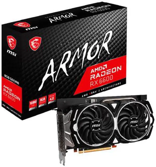 Alt view image 7 of 7 - MSI ARMOR Radeon RX 6600 8GB GDDR6 PCI Express 4.0 ATX Graphics Card RX 6600 ARMOR 8G
