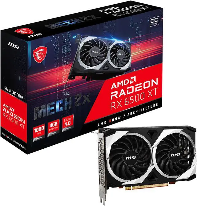 Alt view image 10 of 10 - MSI Mech Radeon RX 6500 XT 4GB GDDR6 PCI Express 4.0 Graphics Card RX 6500 XT MECH 2X 4G OC