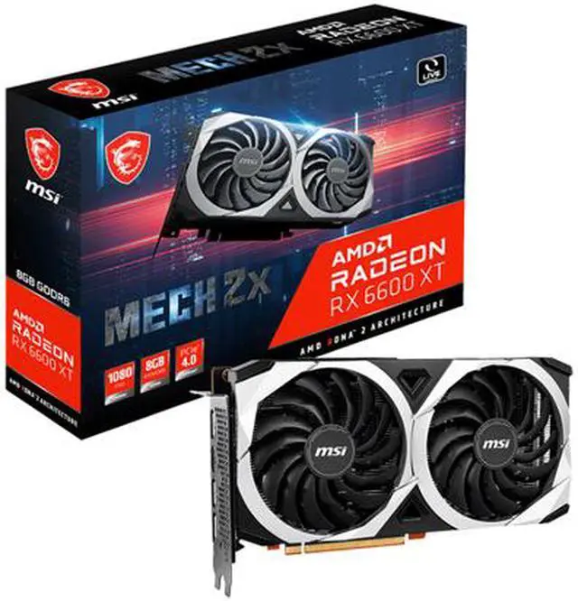 Alt view image 7 of 7 - MSI Mech Radeon RX 6600 XT 8GB GDDR6 PCI Express 4.0 Graphics Card RX 6600 XT MECH 2X 8G