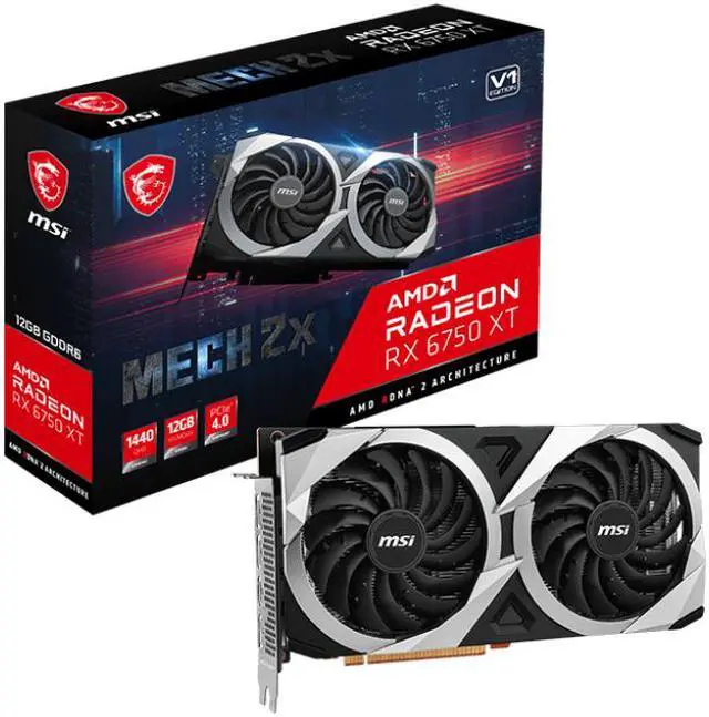 Alt view image 6 of 6 - MSI Mech Radeon RX 6750 XT 12GB GDDR6 PCI Express 4.0 ATX Graphics Card RX 6750 XT MECH 2X 12G V1