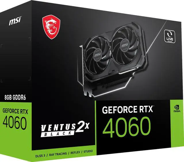 Alt view image 9 of 10 - MSI Ventus GeForce RTX 4060 8GB GDDR6 PCI Express 4.0 x8 ATX Graphics Card RTX 4060 VENTUS 2X BLACK 8G