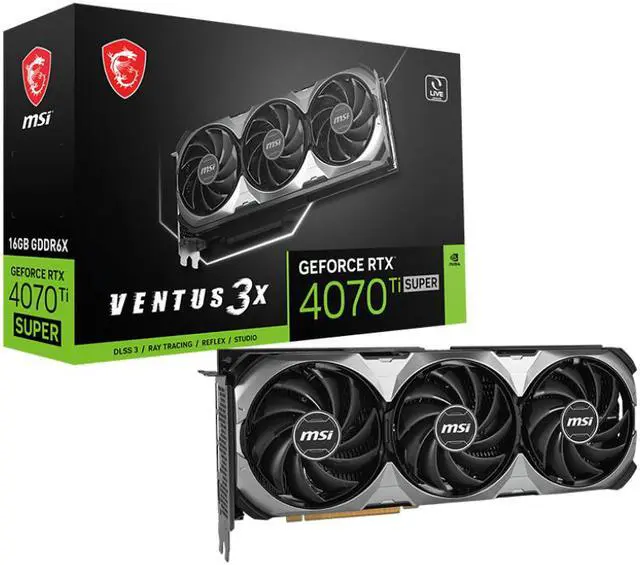 Alt view image 6 of 6 - MSI Ventus GeForce RTX 4070 Ti SUPER 16GB GDDR6X PCI Express 4.0 ATX Graphics Card RTX 4070 Ti SUPER 16G VENTUS 3X