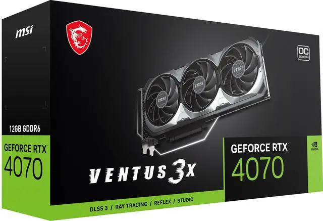 Alt view image 9 of 10 - MSI Ventus GeForce RTX 4070 12GB GDDR6 PCI Express 4.0 ATX Graphics Card RTX 4070 VENTUS 3X E1 12G OC
