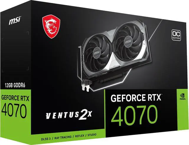 Alt view image 10 of 11 - MSI Ventus GeForce RTX 4070 12GB GDDR6 PCI Express 4.0 ATX Graphics Card RTX 4070 VENTUS 2X E1 12G OC