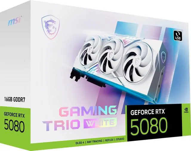 Alt view image 12 of 13 - MSI Gaming GeForce RTX 5080 16GB GDDR7 PCI Express 5.0 Graphics Card RTX 5080 16G GAMING TRIO OC WHITE