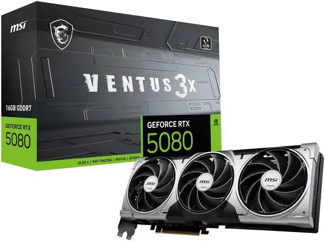 Alt view image 13 of 13 - MSI Ventus GeForce RTX 5080 16GB GDDR7 PCI Express 5.0 Graphics Card RTX 5080 16G VENTUS 3X