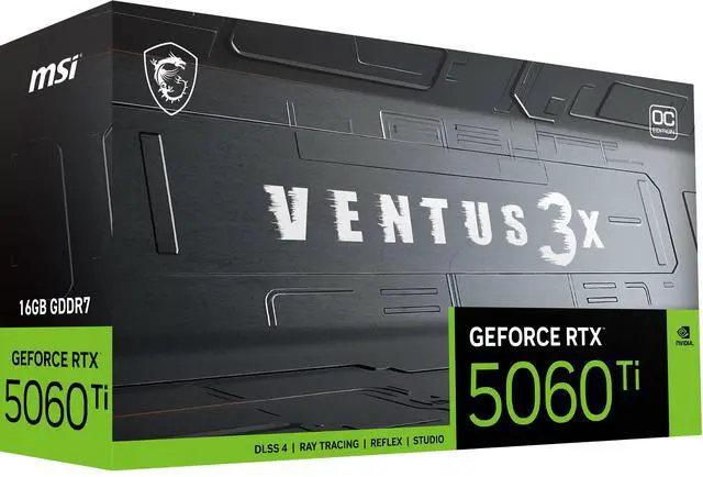 Alt view image 7 of 8 - MSI Ventus GeForce RTX 5060 Ti 16GB GDDR7 PCI Express 5.0 x 16 (use x8) Graphics Card RTX 5060 Ti 16G VENTUS 3X OC