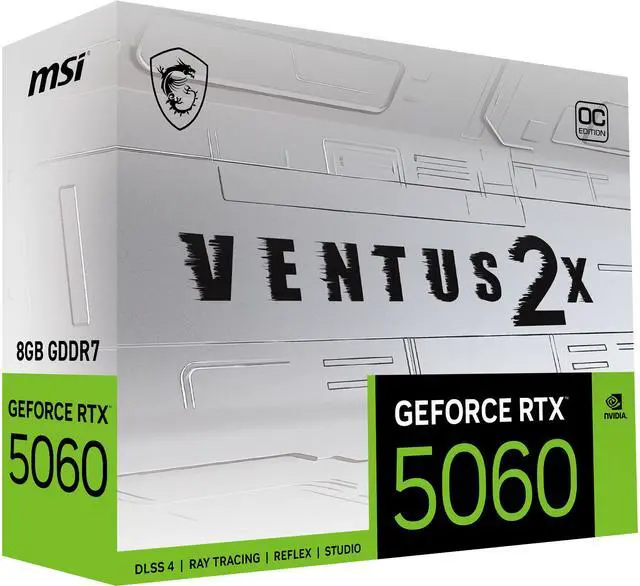 Alt view image 10 of 11 - MSI Ventus GeForce RTX 5060 8GB GDDR7 PCI Express 5.0 x 16 (use x8) Graphics Card RTX 5060 8G VENTUS 2X OC WHITE