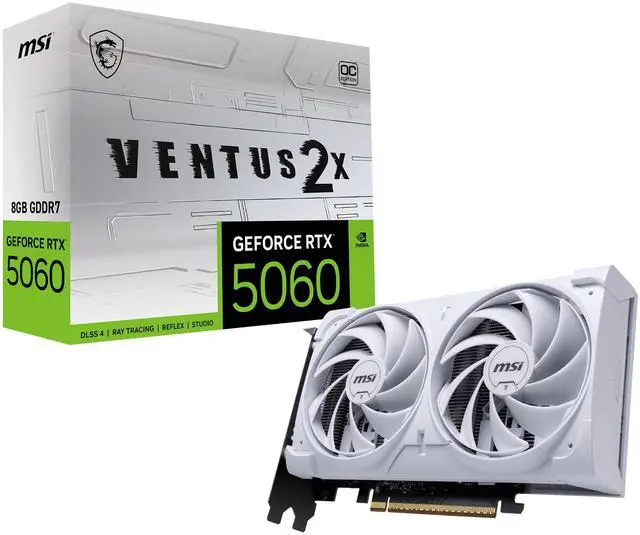 Alt view image 11 of 11 - MSI Ventus GeForce RTX 5060 8GB GDDR7 PCI Express 5.0 x 16 (use x8) Graphics Card RTX 5060 8G VENTUS 2X OC WHITE