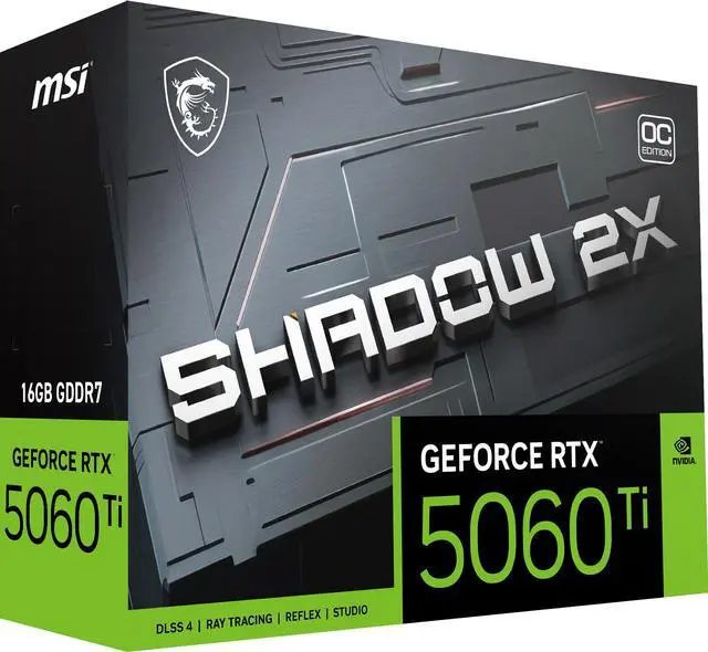 Alt view image 11 of 12 - MSI SHADOW GeForce RTX 5060 Ti 16GB GDDR7 PCI Express 5.0 Graphics Card RTX 5060 Ti 16G SHADOW 2X OC PLUS