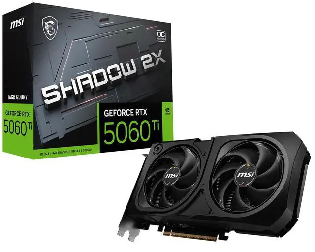 Alt view image 12 of 12 - MSI SHADOW GeForce RTX 5060 Ti 16GB GDDR7 PCI Express 5.0 Graphics Card RTX 5060 Ti 16G SHADOW 2X OC PLUS