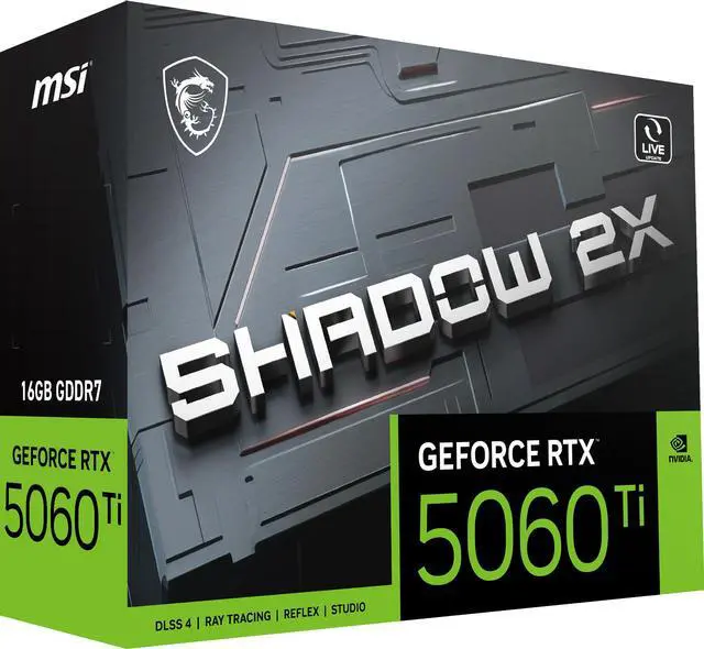 Alt view image 10 of 11 - MSI SHADOW GeForce RTX 5060 Ti 16GB GDDR7 PCI Express 5.0 Graphics Card RTX 5060 Ti 16G SHADOW 2X PLUS