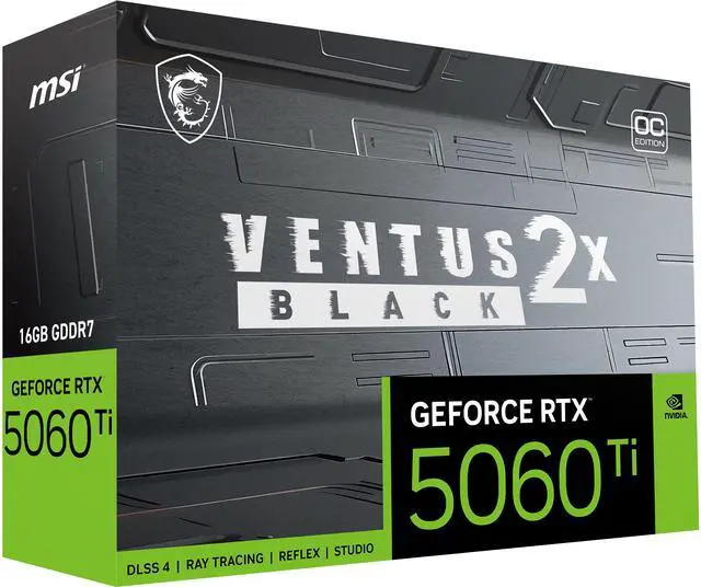 Alt view image 10 of 11 - MSI Ventus GeForce RTX 5060 Ti 16GB GDDR7 PCI Express 5.0 x 16 (use x8) Graphics Card RTX 5060 Ti 16G VENTUS 2X OC BLACK PLUS