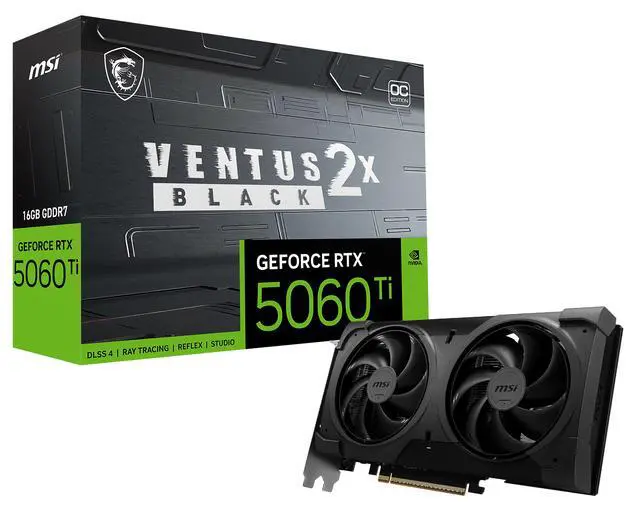 Alt view image 11 of 11 - MSI Ventus GeForce RTX 5060 Ti 16GB GDDR7 PCI Express 5.0 x 16 (use x8) Graphics Card RTX 5060 Ti 16G VENTUS 2X OC BLACK PLUS