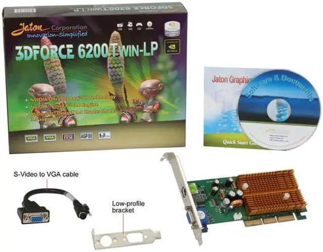 Alt view image 5 of 5 - JATON GeForce 6200 256MB DDR2 AGP 4X/8X Low Profile Ready Graphics Card 3DFORCE6200Twin-LP