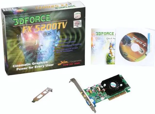 Alt view image 5 of 5 - JATON GeForce FX 5200 128MB DDR AGP 4X/8X Low Profile Ready Graphics Card 3DFORCE FX5200TV