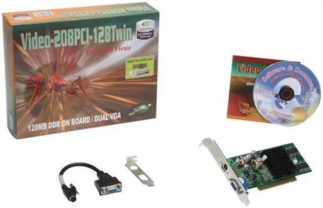 Alt view image 6 of 6 - JATON GeForce MX4000 128MB DDR PCI Low Profile Ready Graphics Card Video-208PCI-128Twin