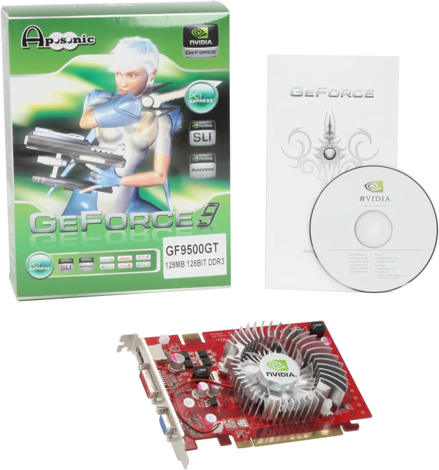 Alt view image 5 of 5 - Apollo GeForce 9500 GT 128MB GDDR3 PCI Express 2.0 x16 SLI Support Graphics Card AP-GF9500GT 128MB