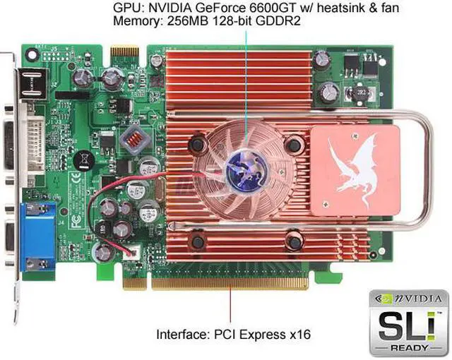 Alt view image 3 of 6 - BIOSTAR GeForce 6600GT 256MB GDDR2 PCI Express x16 SLI Support Graphics Card V6602GS21