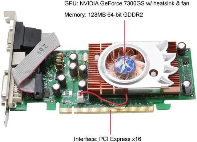 Alt view image 3 of 6 - BIOSTAR GeForce 7300GS 256MB (128MB On board) GDDR2 PCI Express x16 Low Profile Ready Graphics Card V7302GL16