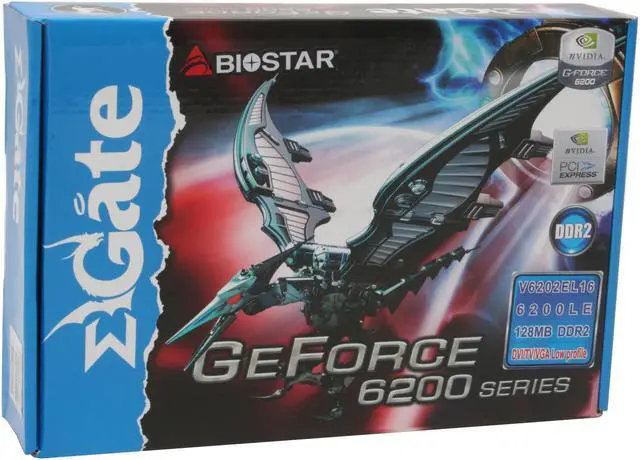 Alt view image 6 of 11 - BIOSTAR GeForce 6200LE 256MB TurboCache(128M VRAM on board) GDDR2 PCI Express x16 Low Profile Ready Graphics Card V6202EL16