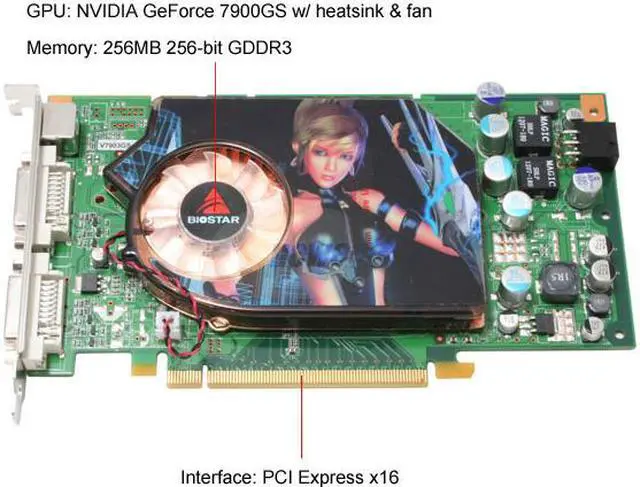 Alt view image 2 of 6 - BIOSTAR GeForce 7900GS 256MB GDDR3 PCI Express x16 SLI Support Graphics Card V7903GS22