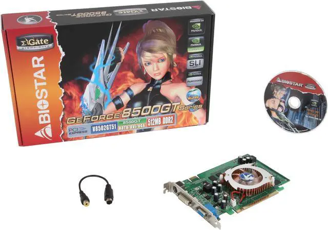 Alt view image 5 of 5 - BIOSTAR GeForce 8500 GT 512MB GDDR2 PCI Express x16 SLI Support Graphics Card V8502GT51