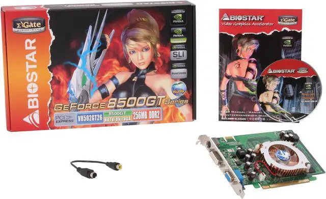 Alt view image 5 of 5 - BIOSTAR GeForce 8500 GT 256MB GDDR2 PCI Express x16 SLI Support Graphics Card V8502GT26
