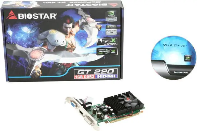 Alt view image 5 of 5 - BIOSTAR GeForce GT 220 1GB DDR2 PCI Express 2.0 x16 Low Profile Graphics Card VN2202THG1