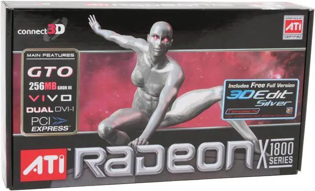 Alt view image 7 of 7 - connect3D Radeon X1800GTO 256MB GDDR3 PCI Express x16 CrossFireX Support Graphics Card 3041