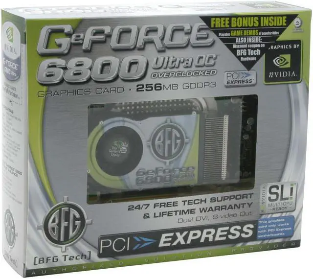 Alt view image 5 of 5 - BFG Tech GeForce 6800Ultra 256MB GDDR3 PCI Express x16 SLI Support Graphics Card BFGR68256UOCX