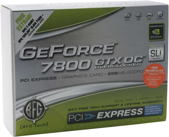 Alt view image 8 of 8 - BFG Tech GeForce 7800GTX 256MB GDDR3 PCI Express x16 SLI Support Graphics Card BFGR78256GTXOC