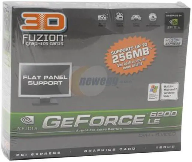 Alt view image 5 of 5 - 3D Fuzion GeForce 6200LE TC 256MB(128MB on Board) DDR PCI Express x16 Graphics Card 3DFR6200LEE