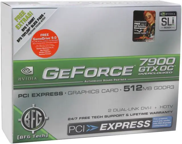 Alt view image 6 of 6 - BFG Tech GeForce 7900GTX 512MB GDDR3 PCI Express x16 SLI Support Graphics Card BFGR79512GTXOCSINE