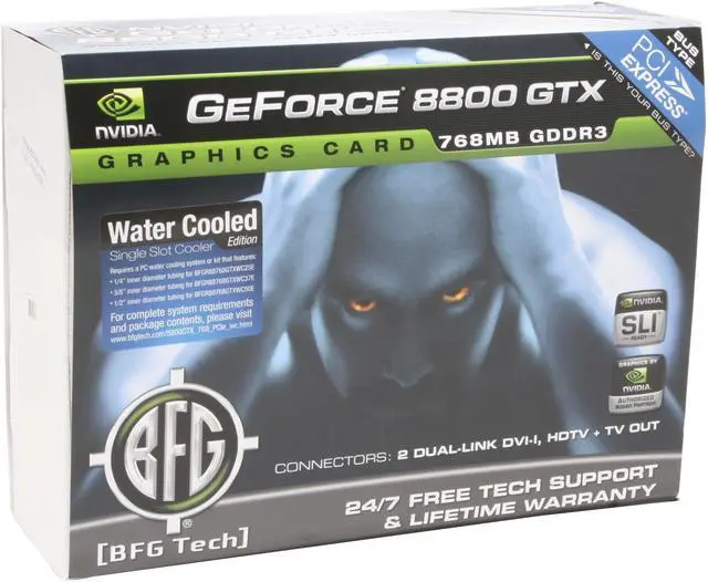 Alt view image 8 of 8 - BFG Tech GeForce 8800 GTX 768MB GDDR3 PCI Express x16 SLI Support Graphics Card BFGR88768GTXWC25E
