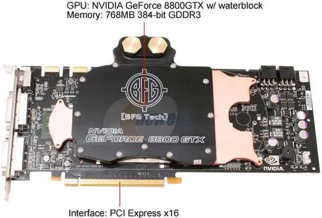 Alt view image 3 of 7 - BFG Tech GeForce 8800 GTX 768MB GDDR3 PCI Express x16 SLI Support Graphics Card BFGR88768GTXWC37E