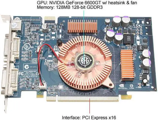 Alt view image 3 of 6 - BFG Tech GeForce 6600GT 128MB GDDR3 PCI Express x16 SLI Support Graphics Card BFGW6600GTOCX - OEM