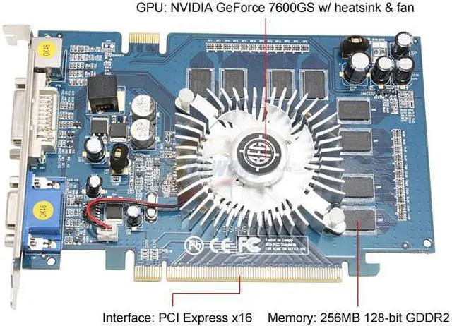 Alt view image 3 of 6 - BFG Tech GeForce 7600GS 256MB GDDR2 PCI Express x16 SLI Support Graphics Card BFGR76256GSOCE
