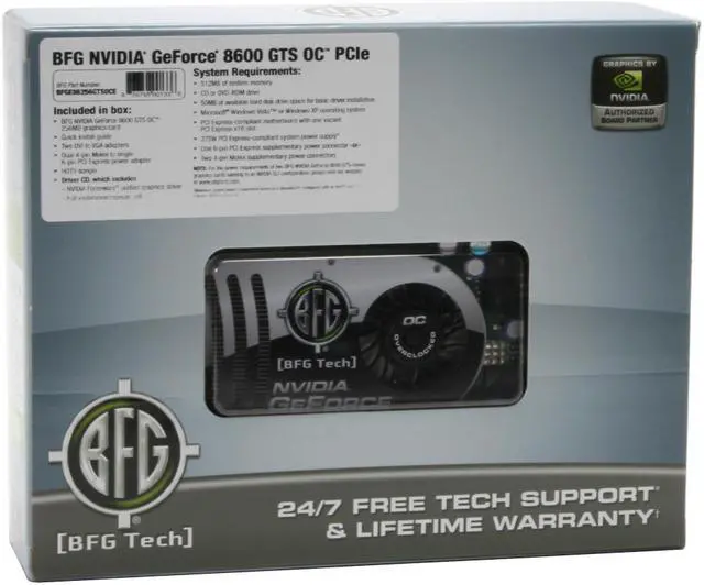 Alt view image 7 of 7 - BFG Tech GeForce 8600 GTS 256MB GDDR3 PCI Express x16 SLI Support Graphics Card BFGE86256GTSOCE