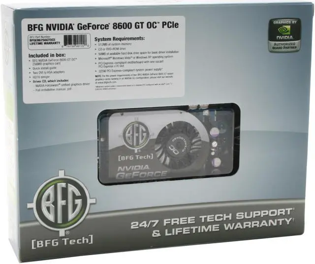 Alt view image 8 of 8 - BFG Tech GeForce 8600 GT 256MB GDDR3 PCI Express x16 SLI Support Graphics Card BFGE86256GTOCE
