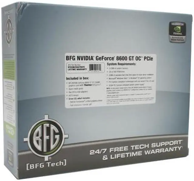 Alt view image 6 of 6 - BFG Tech GeForce 8600 GT 256MB GDDR3 PCI Express x16 SLI Support Graphics Card BFGE86256GTOCFE