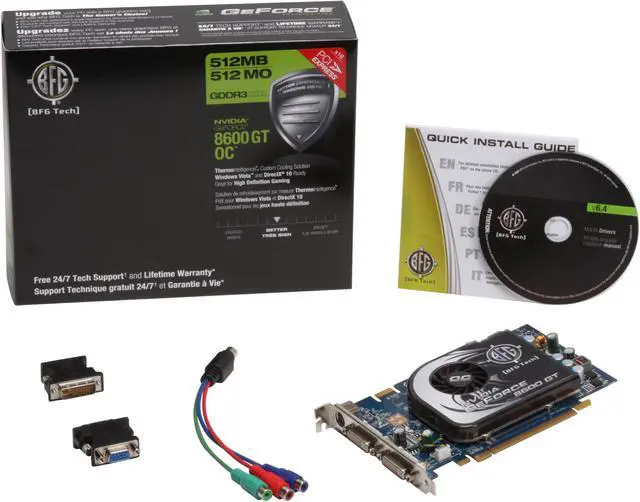 Alt view image 2 of 2 - BFG Tech GeForce 8600 GT 512MB GDDR3 PCI Express x16 SLI Support Graphics Card BFGE86512GTOCFE