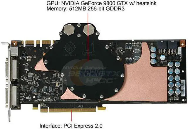 Alt view image 3 of 6 - BFG Tech GeForce 9800 GTX 512MB GDDR3 PCI Express 2.0 x16 SLI Support Graphics Card BFGE98512GTXH2OCWE
