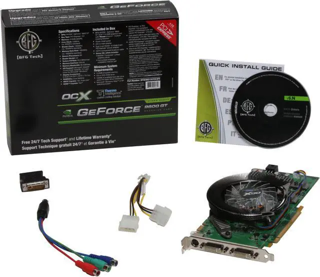 Alt view image 2 of 2 - BFG Tech GeForce 9600 GT 512MB GDDR3 PCI Express 2.0 x16 SLI Support Graphics Card BFGE96512GTOCXFE