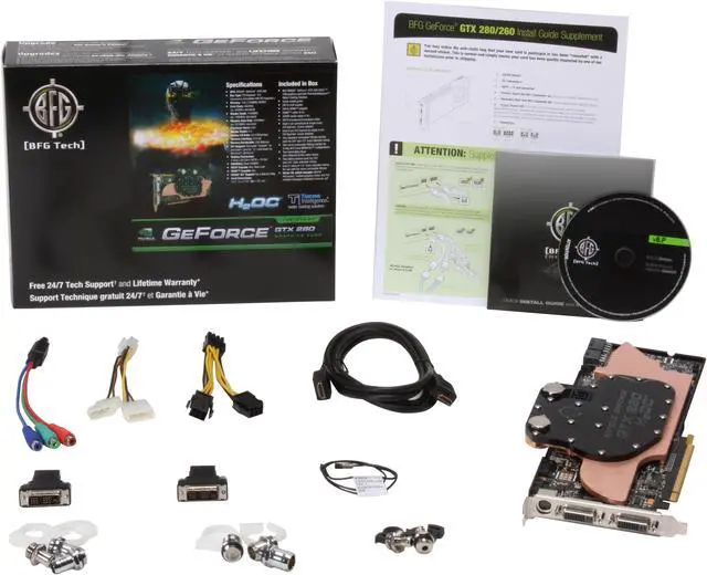 Alt view image 6 of 6 - BFG Tech GeForce GTX 280 1GB GDDR3 PCI Express 2.0 x16 SLI Support Graphics Card BFGEGTX2801024H2OCWE