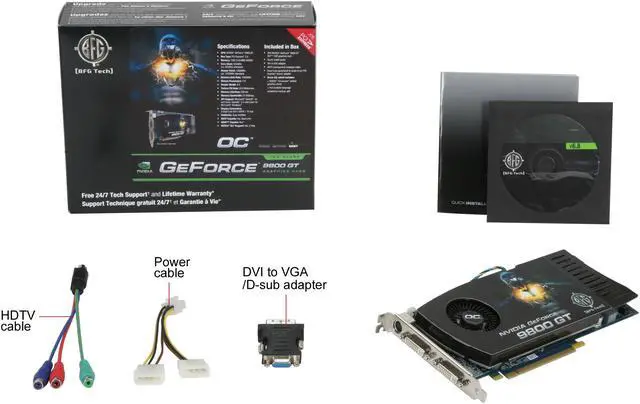 Alt view image 6 of 6 - BFG Tech  BFGE981024GTOCE  GeForce 9800 GT OC 1GB  256-bit  GDDR3  PCI Express 2.0 x16  HDCP Ready SLI Supported Video Card