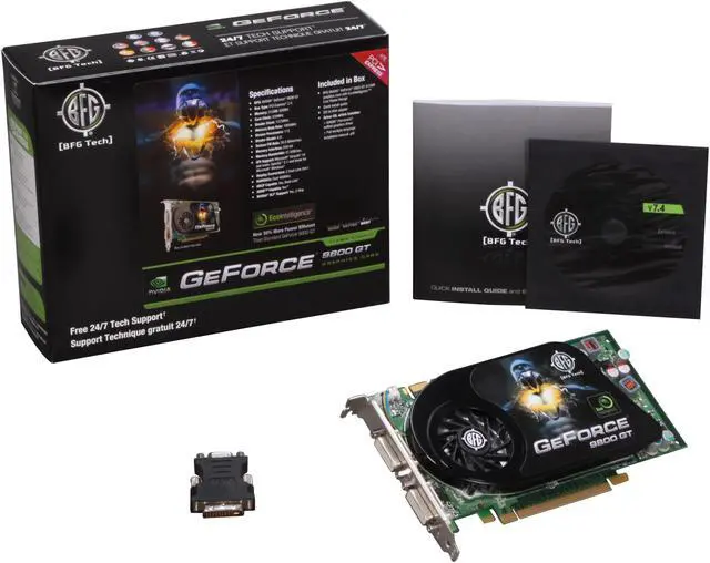 Alt view image 5 of 5 - BFG Tech GeForce 9800 GT 512MB GDDR3 PCI Express 2.0 x16 SLI Support Graphics Card BFGE98512GTGE
