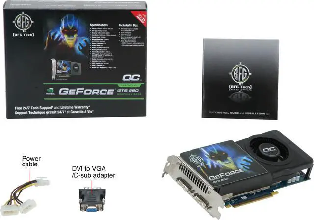 Alt view image 5 of 5 - BFG Tech GeForce GTS 250 1GB GDDR3 PCI Express 2.0 x16 SLI Support Graphics Card BFGEGTS2501024OCE
